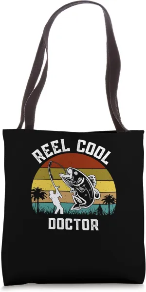 Reel Cool Doctor Fisherman Fishing Vintage Retro Tote Bag