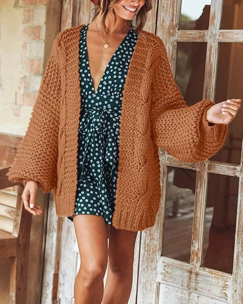 Remikstyt Womens Chunky Cardigan Cable Knit Oversized Open Front Cardigan Sweaters