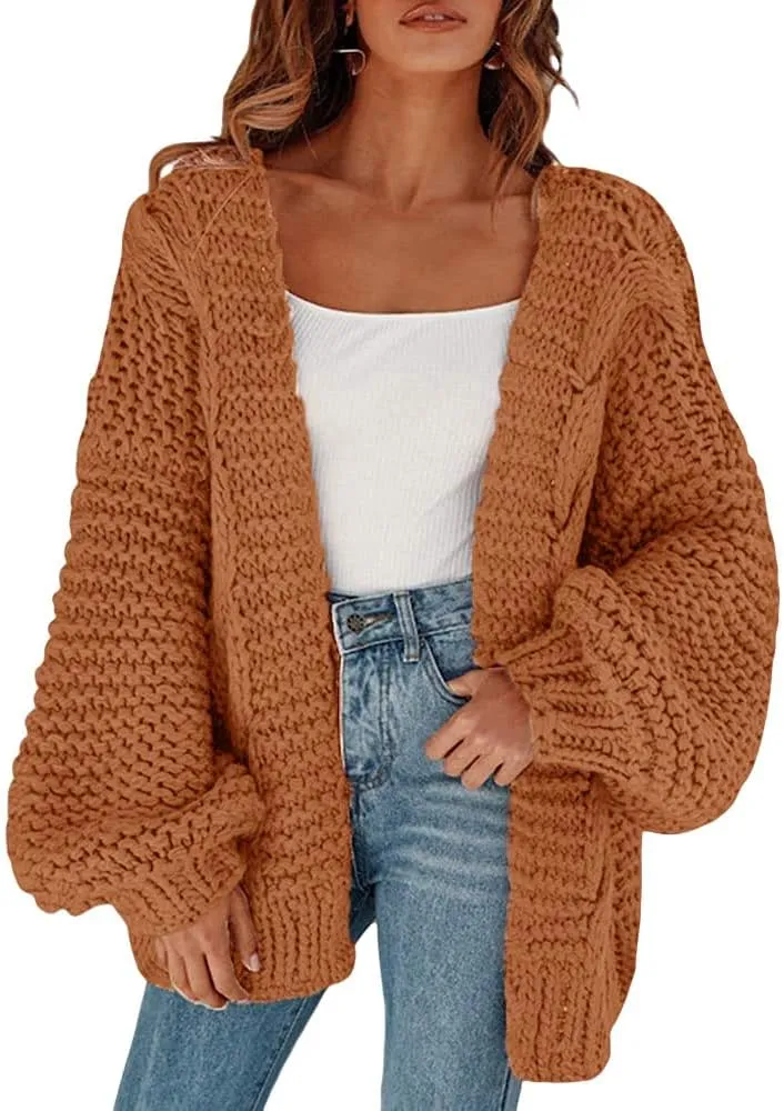 Remikstyt Womens Chunky Cardigan Cable Knit Oversized Open Front Cardigan Sweaters