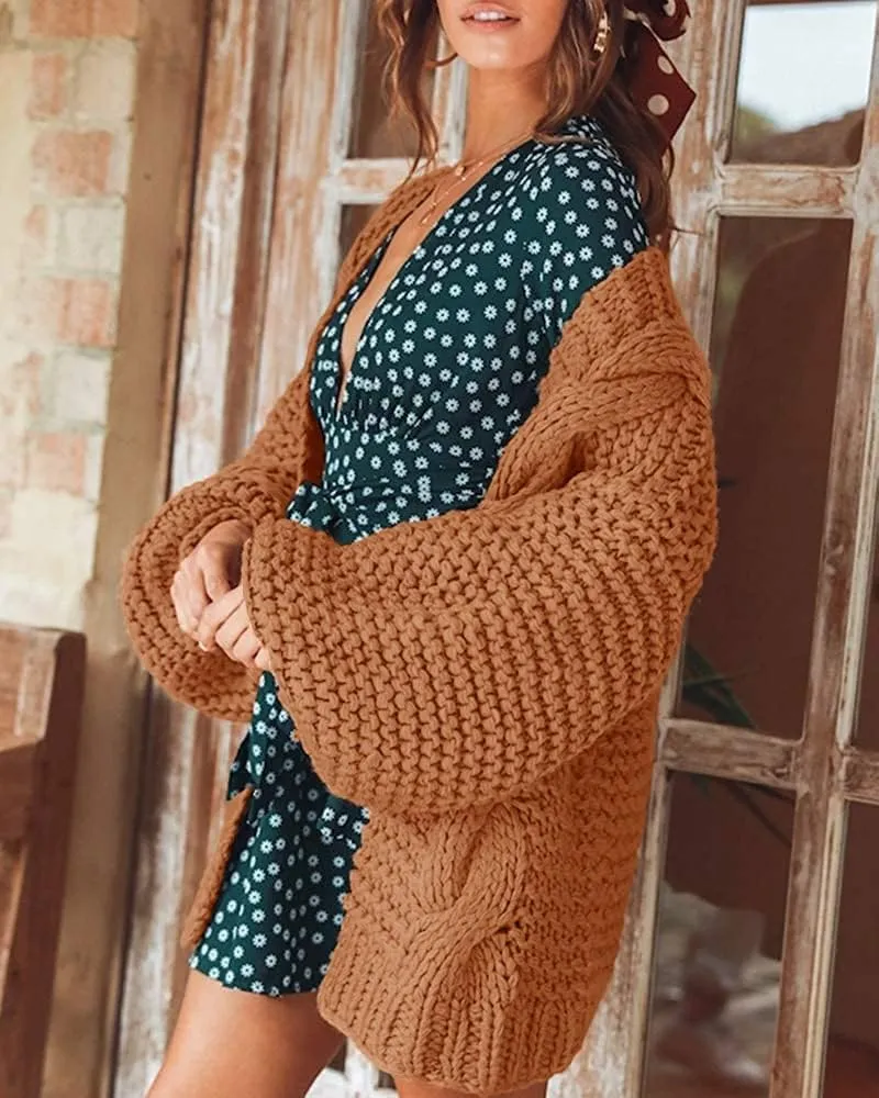 Remikstyt Womens Chunky Cardigan Cable Knit Oversized Open Front Cardigan Sweaters