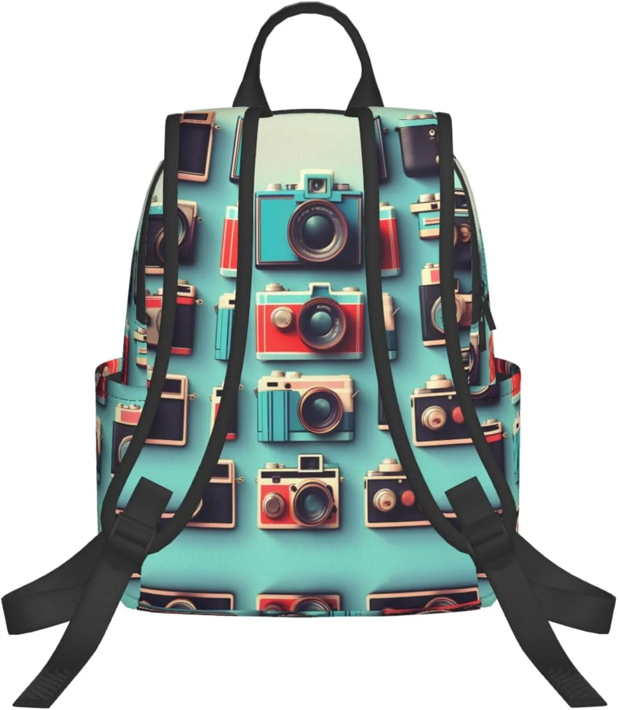 Retro Cool Camera Collection Print Lightweight Backpack, Travel Bookbag College Bag,Laptop Backpack For Men Women