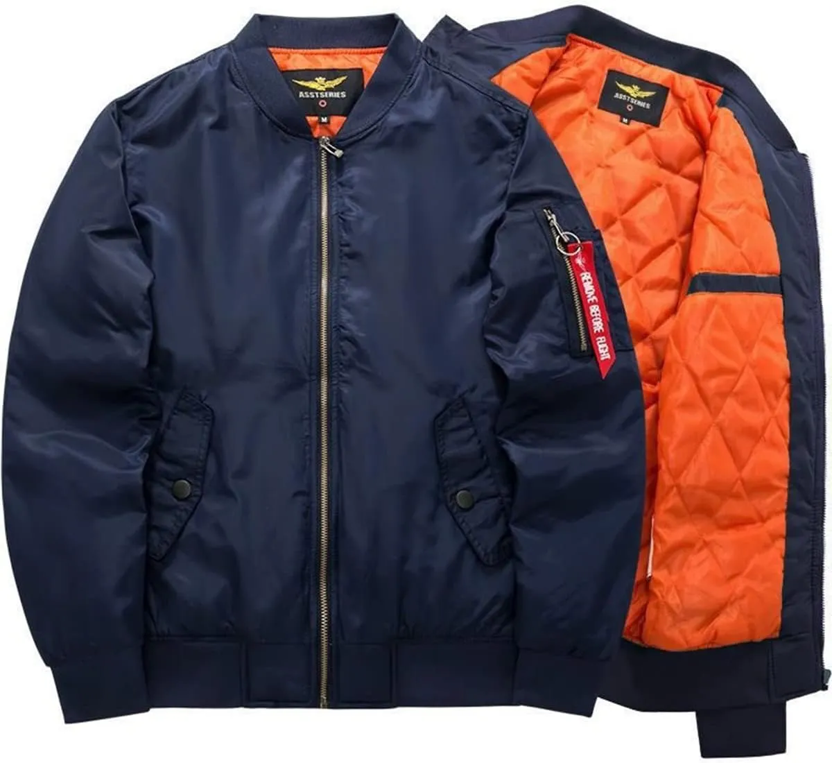 RINTONIX Mens Oversized Thicken Insulated Zipper Aviator Jacket Padded Fall Winter Quilted Flight Bomber Coat