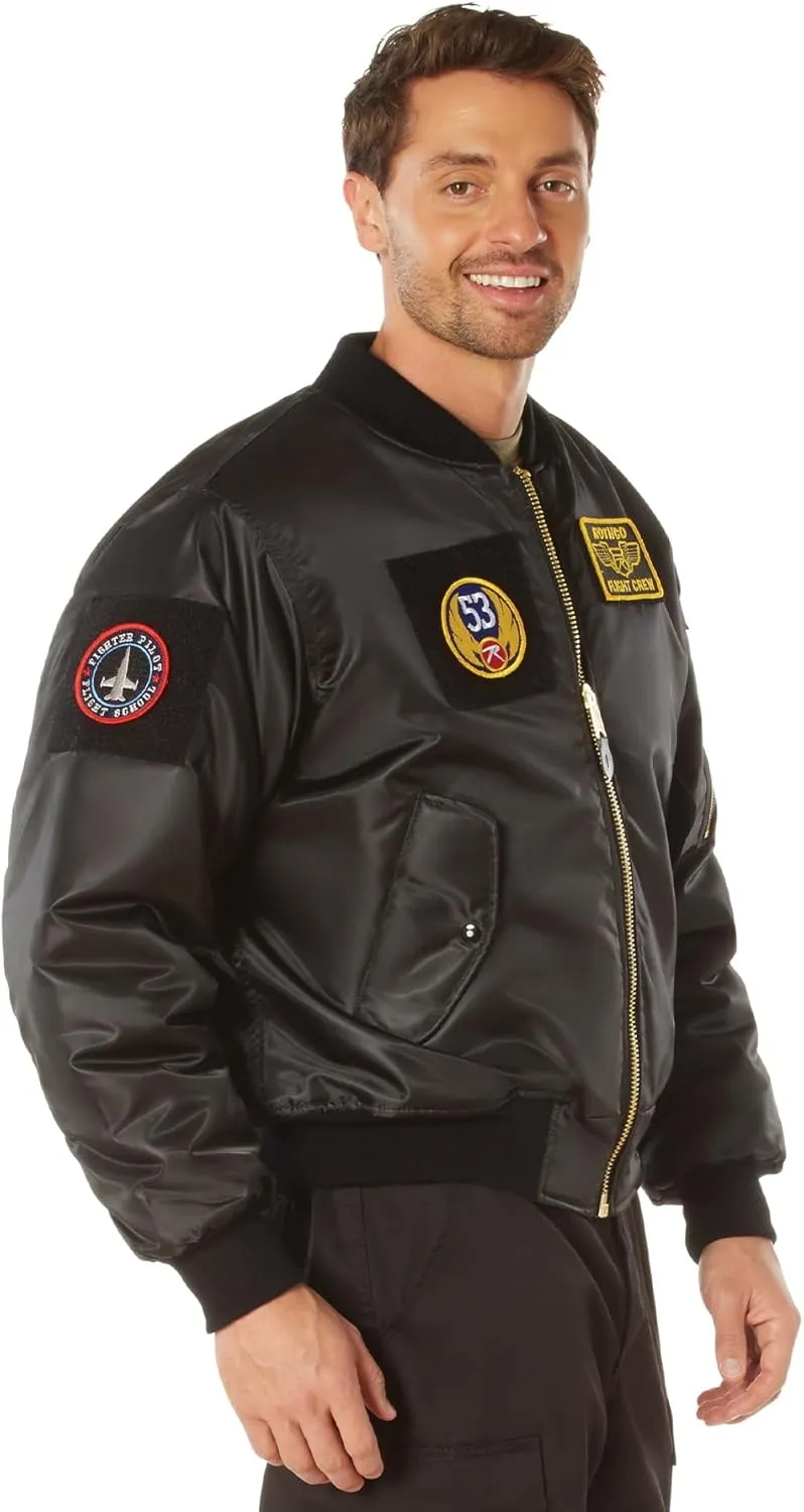 Rothco Flight Jacket with Patches - Classic Cold Weather Bomber Jacket with Morale Patches Included