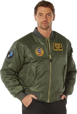 Rothco Flight Jacket with Patches - Classic Cold Weather Bomber Jacket with Morale Patches Included
