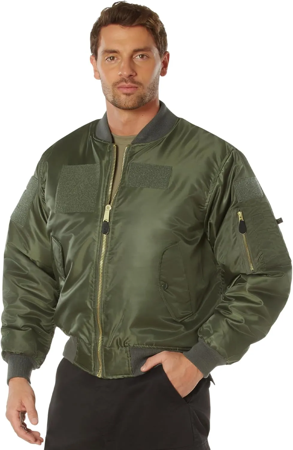 Rothco Flight Jacket with Patches - Classic Cold Weather Bomber Jacket with Morale Patches Included