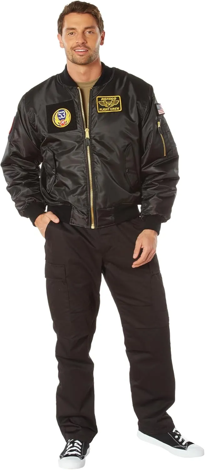 Rothco Flight Jacket with Patches - Classic Cold Weather Bomber Jacket with Morale Patches Included