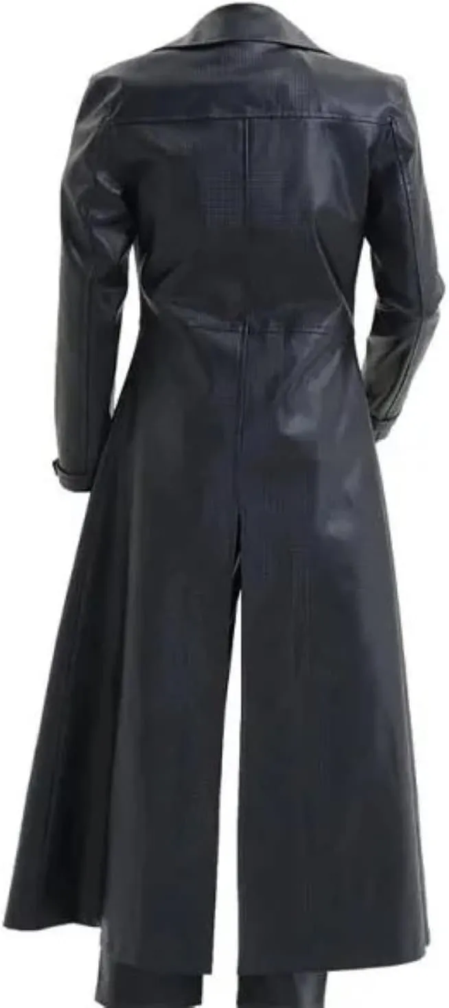 SKY-SELLER German Classic Officer WW2 Military Uniform Black Leather Trench Coat