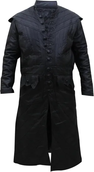 SKY-SELLER German Classic Officer WW2 Military Uniform Black Leather Trench Coat