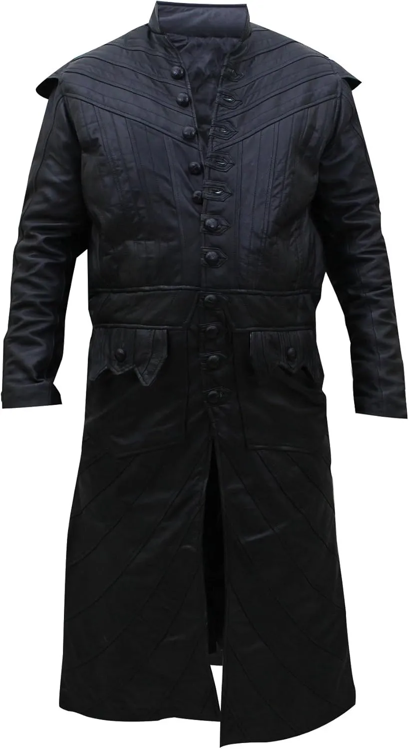 SKY-SELLER German Classic Officer WW2 Military Uniform Black Leather Trench Coat