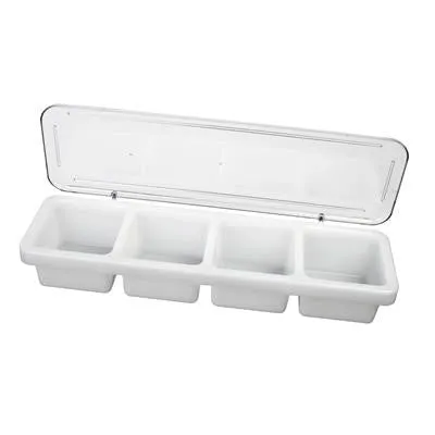 Thunder Group PLBC004P 18" X 5" X 3", Plastic 4 Compartment Bar Caddies with Translucent Cover