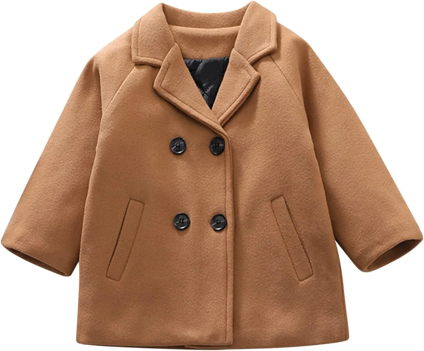 Toddler Kids Plaid Coat Elegant Notched Collar Double Breasted Wool Blend Over Pea Coat Baby Boys Girls Trench Coat Jacket