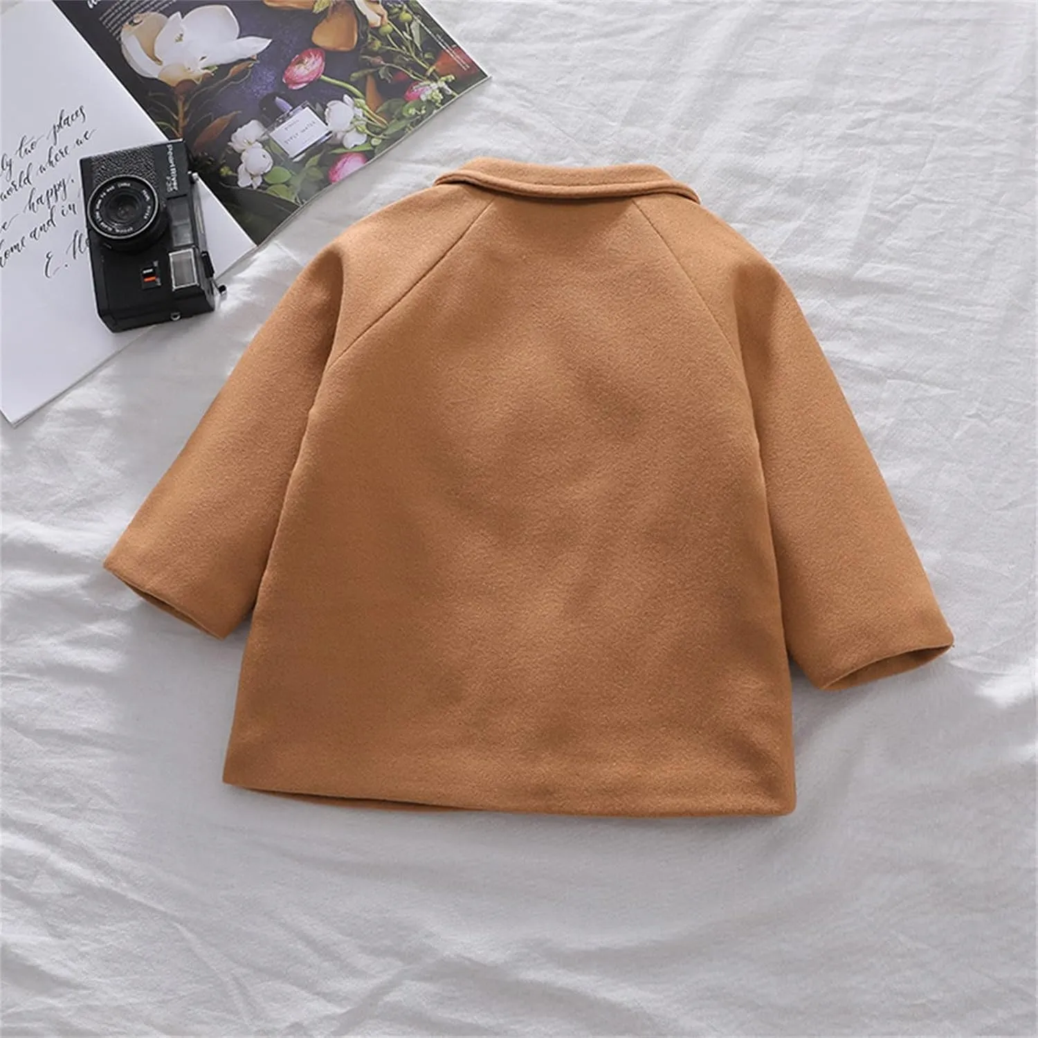 Toddler Kids Plaid Coat Elegant Notched Collar Double Breasted Wool Blend Over Pea Coat Baby Boys Girls Trench Coat Jacket