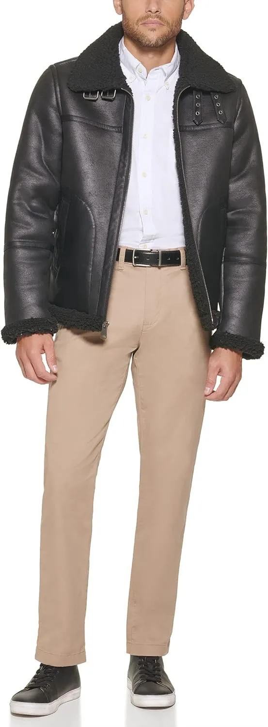 Tommy Hilfiger Men's Faux Shearling Aviator Jacket