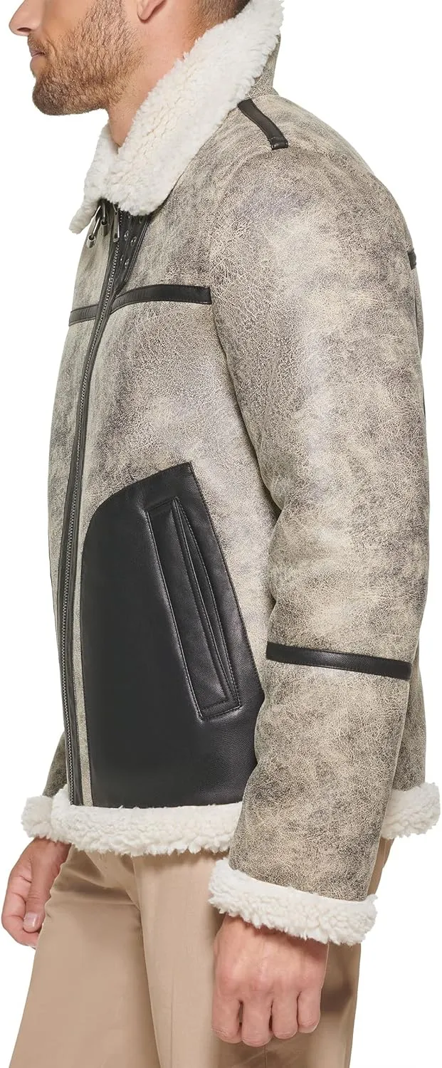 Tommy Hilfiger Men's Faux Shearling Aviator Jacket