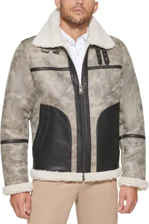 Tommy Hilfiger Men's Faux Shearling Aviator Jacket