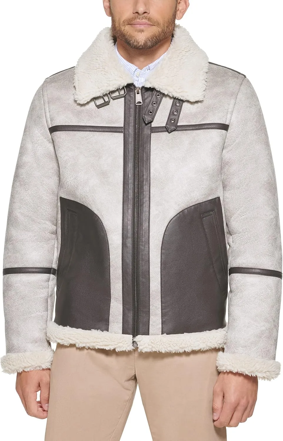 Tommy Hilfiger Men's Faux Shearling Aviator Jacket