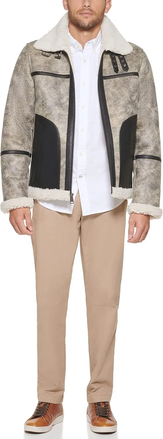 Tommy Hilfiger Men's Faux Shearling Aviator Jacket