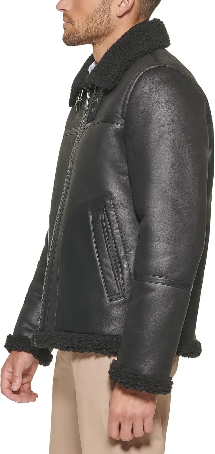 Tommy Hilfiger Men's Faux Shearling Aviator Jacket
