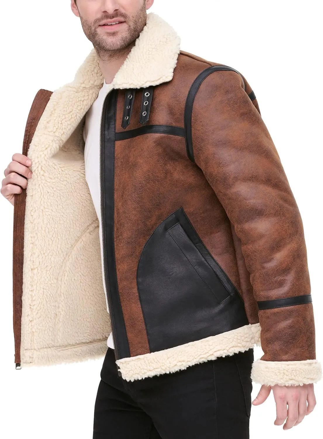 Tommy Hilfiger Men's Faux Shearling Aviator Jacket