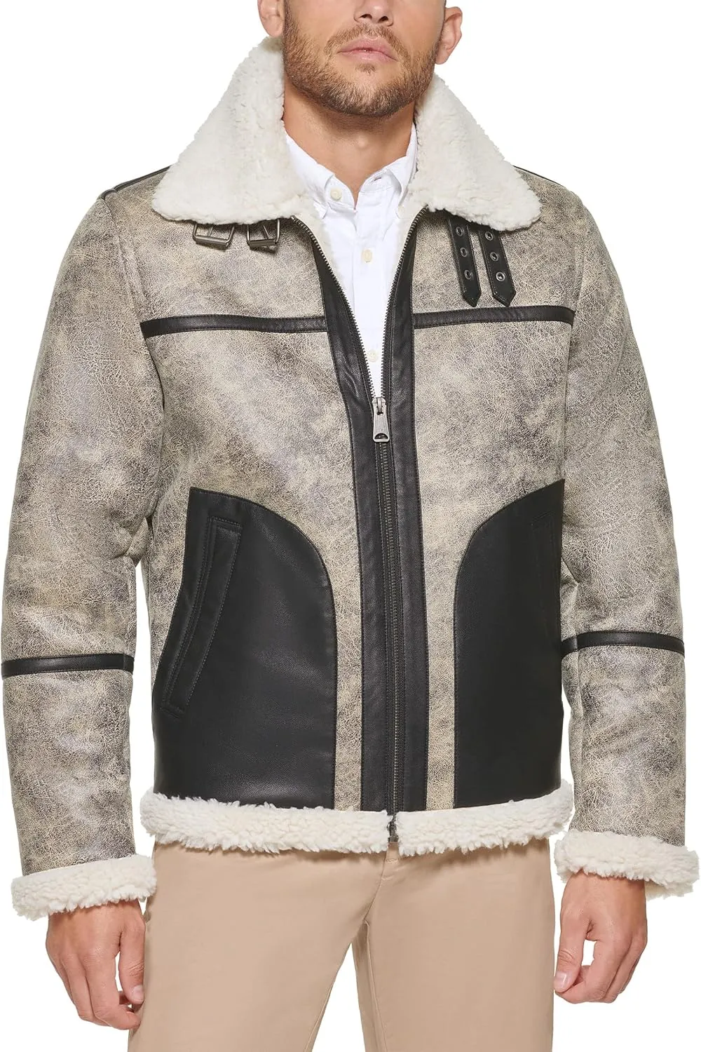 Tommy Hilfiger Men's Faux Shearling Aviator Jacket