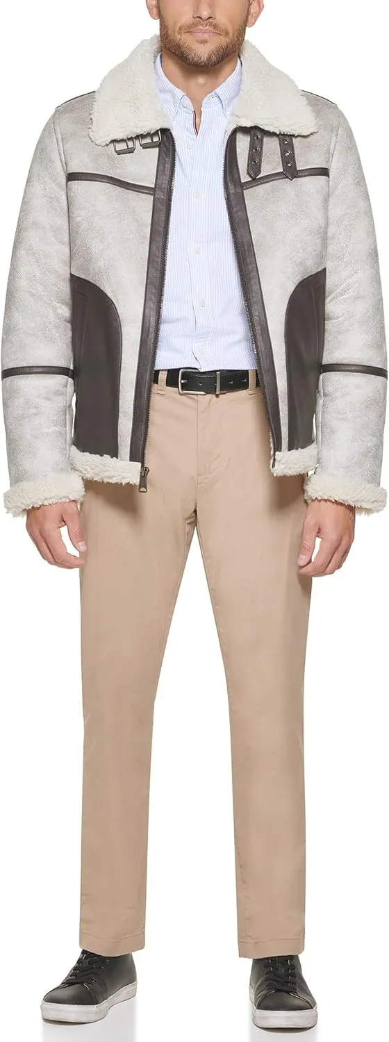 Tommy Hilfiger Men's Faux Shearling Aviator Jacket