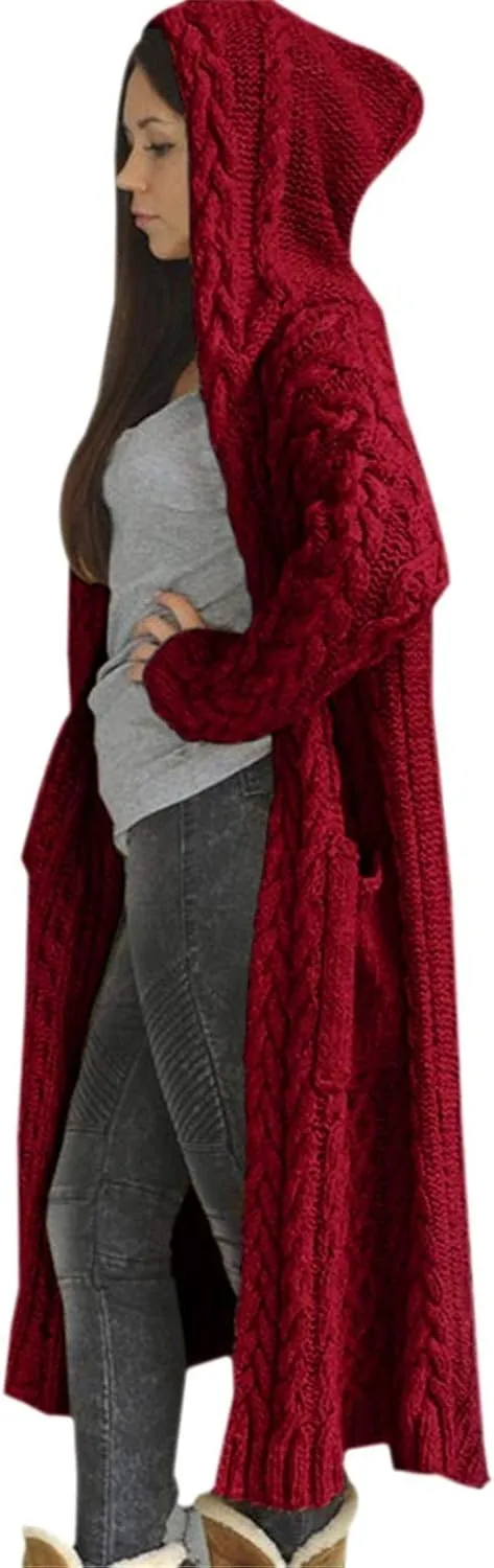 Trench Coat for Women Knitted Front Fashion Loose Elegant Warm Sweater Pocket Single Breasted Long Sleeve Women's