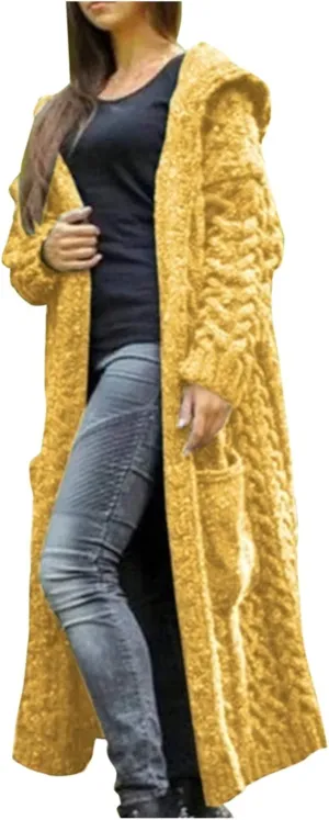 Trench Coat for Women Knitted Front Fashion Loose Elegant Warm Sweater Pocket Single Breasted Long Sleeve Women's