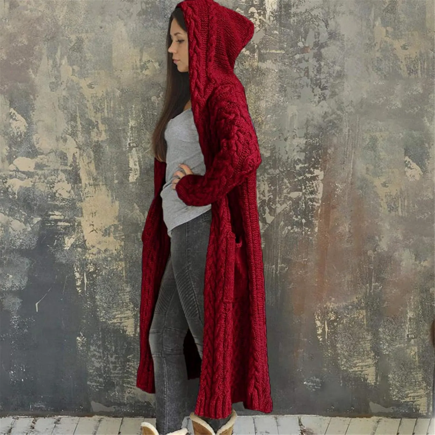 Trench Coat for Women Knitted Front Fashion Loose Elegant Warm Sweater Pocket Single Breasted Long Sleeve Women's