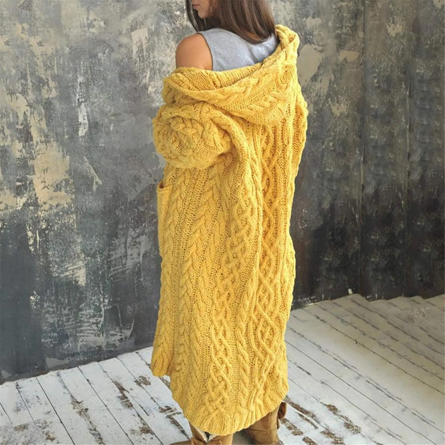 Trench Coat for Women Knitted Front Fashion Loose Elegant Warm Sweater Pocket Single Breasted Long Sleeve Women's