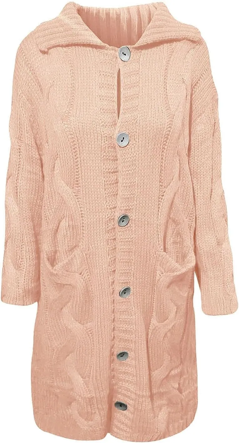 Trench Coat for Women Knitted Front Fashion Loose Elegant Warm Sweater Pocket Single Breasted Long Sleeve Women's