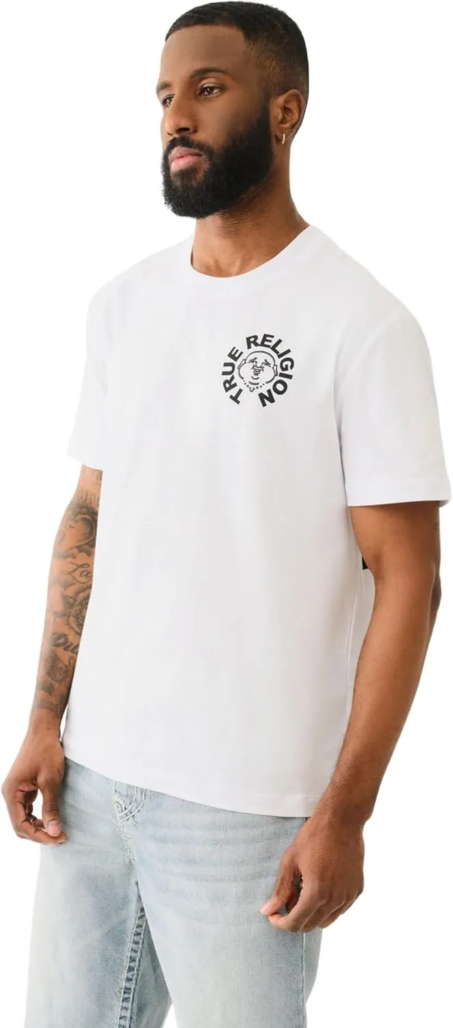 True Religion Men's Short Sleeve Buddha Face Tee - Casual Graphic T-Shirt