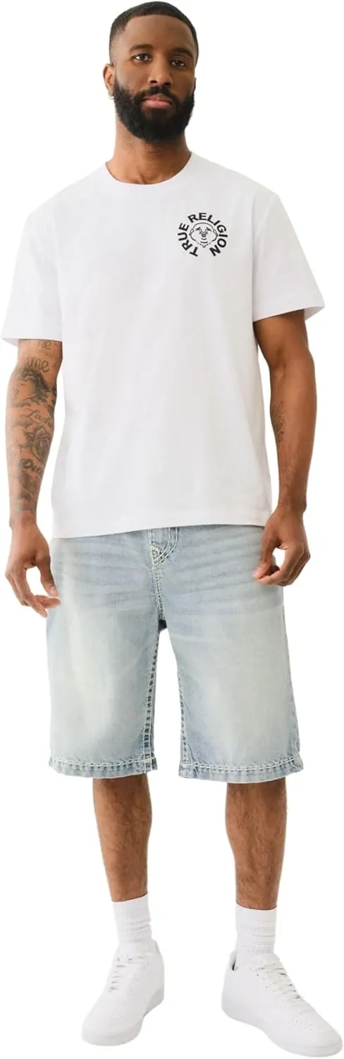 True Religion Men's Short Sleeve Buddha Face Tee - Casual Graphic T-Shirt