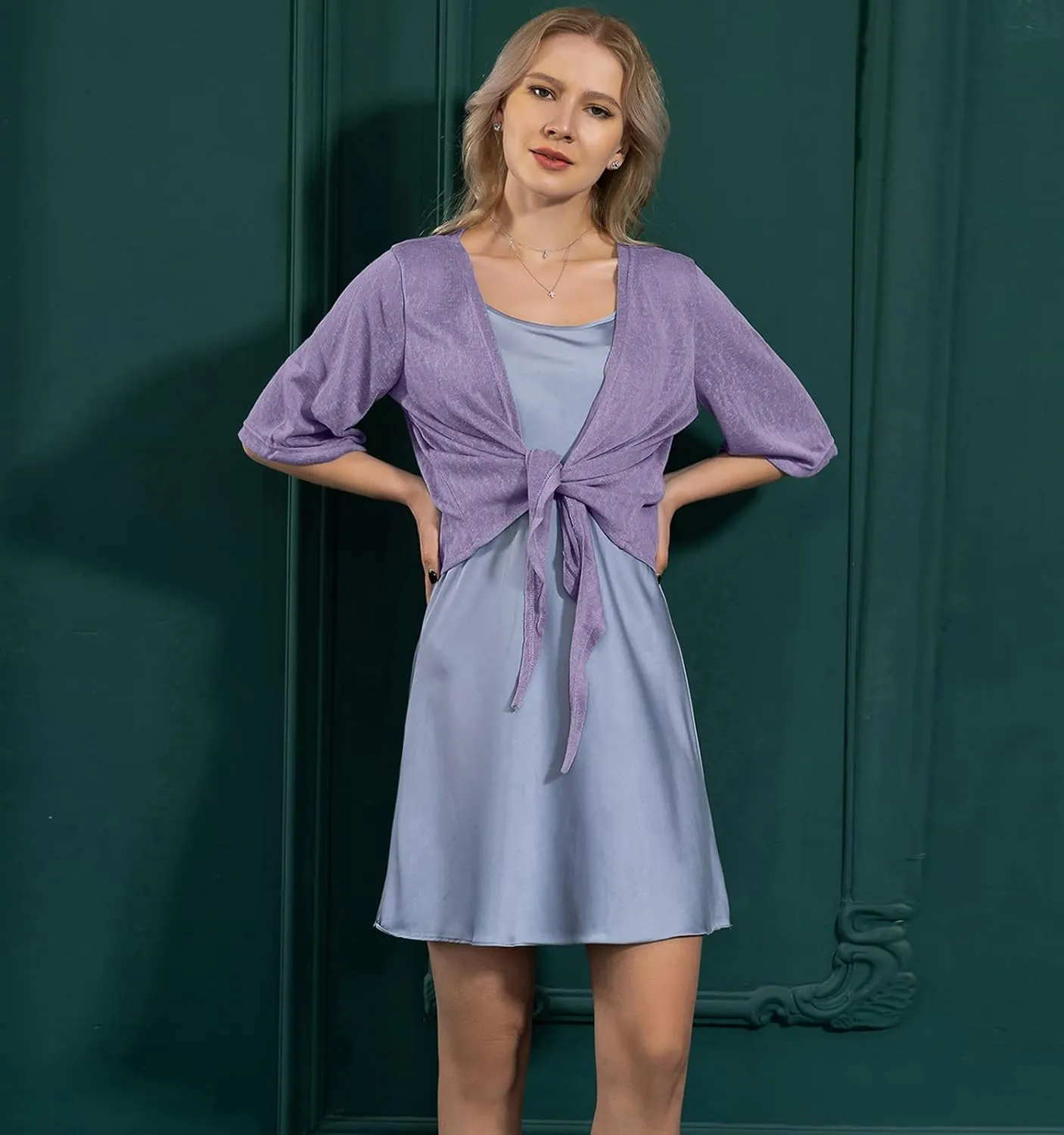 UATKIMI Women's Summer Cardigan for Women Lightweight Plus Size 3/4 Sleeve Bolero Shrug