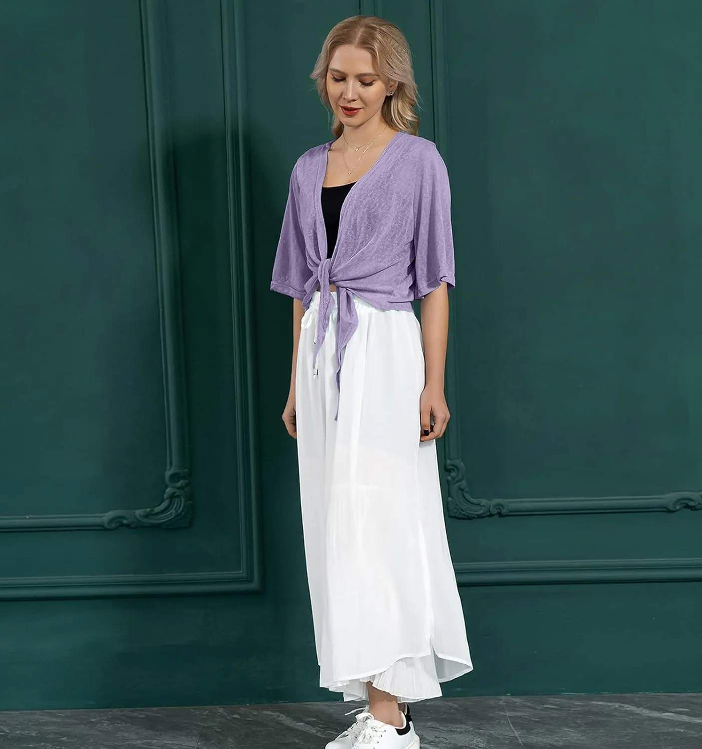 UATKIMI Women's Summer Cardigan for Women Lightweight Plus Size 3/4 Sleeve Bolero Shrug