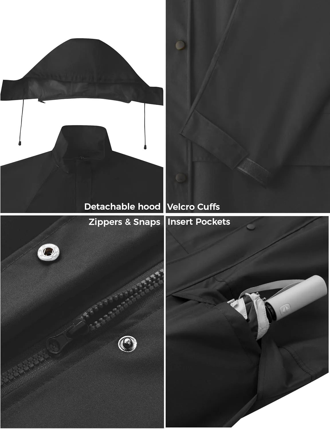 Ubon Women's Rain Coat Waterproof with Hood Long Raincoat Packable Rain Jacket Casual Windbreaker