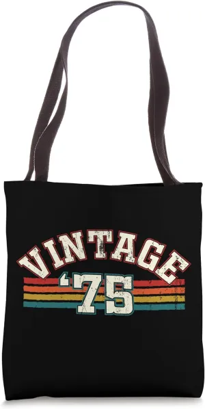 Vintage 1975 Birth Year Cool Birthday Retro Rainbow Lines Tote Bag