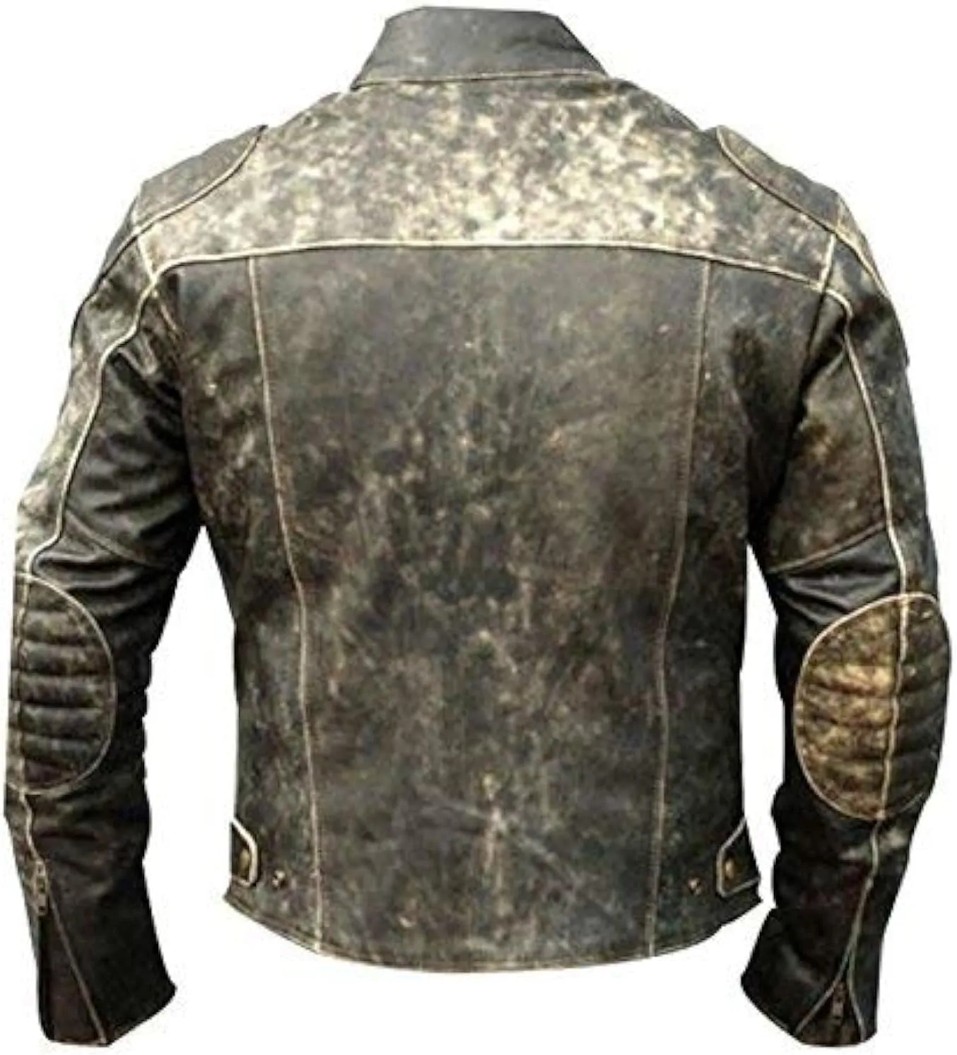 Vintage Cafe Racer Black & Brown Retro Biker Unisex Genuine Leather Jacket