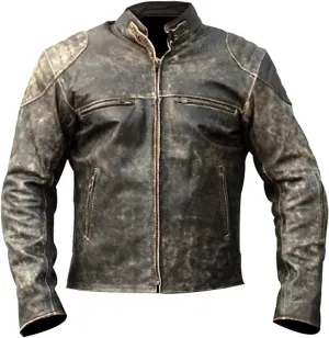 Vintage Cafe Racer Black & Brown Retro Biker Unisex Genuine Leather Jacket