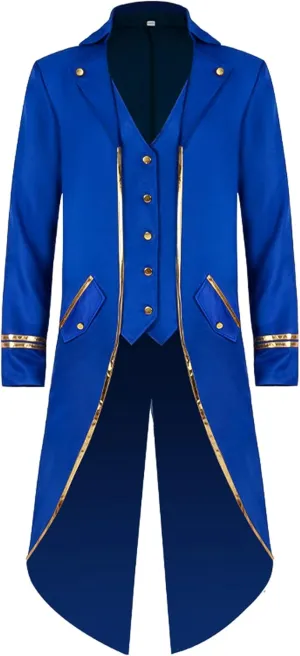 Vintage Steampunk Tailcoat Jacket for Men Gothic Victorian Frock Coat VTG Formal Medieval Tuxedo Costume for Halloween