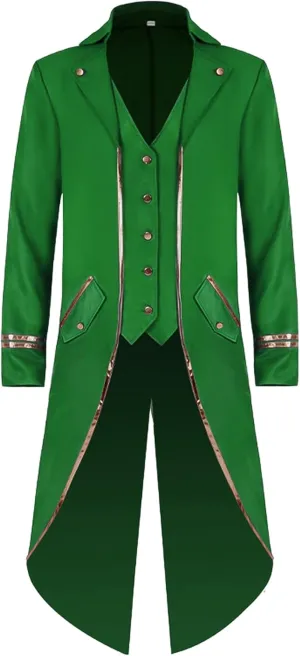 Vintage Steampunk Tailcoat Jacket for Men Gothic Victorian Frock Coat VTG Formal Medieval Tuxedo Costume for Halloween