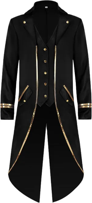 Vintage Steampunk Tailcoat Jacket for Men Gothic Victorian Frock Coat VTG Formal Medieval Tuxedo Costume for Halloween