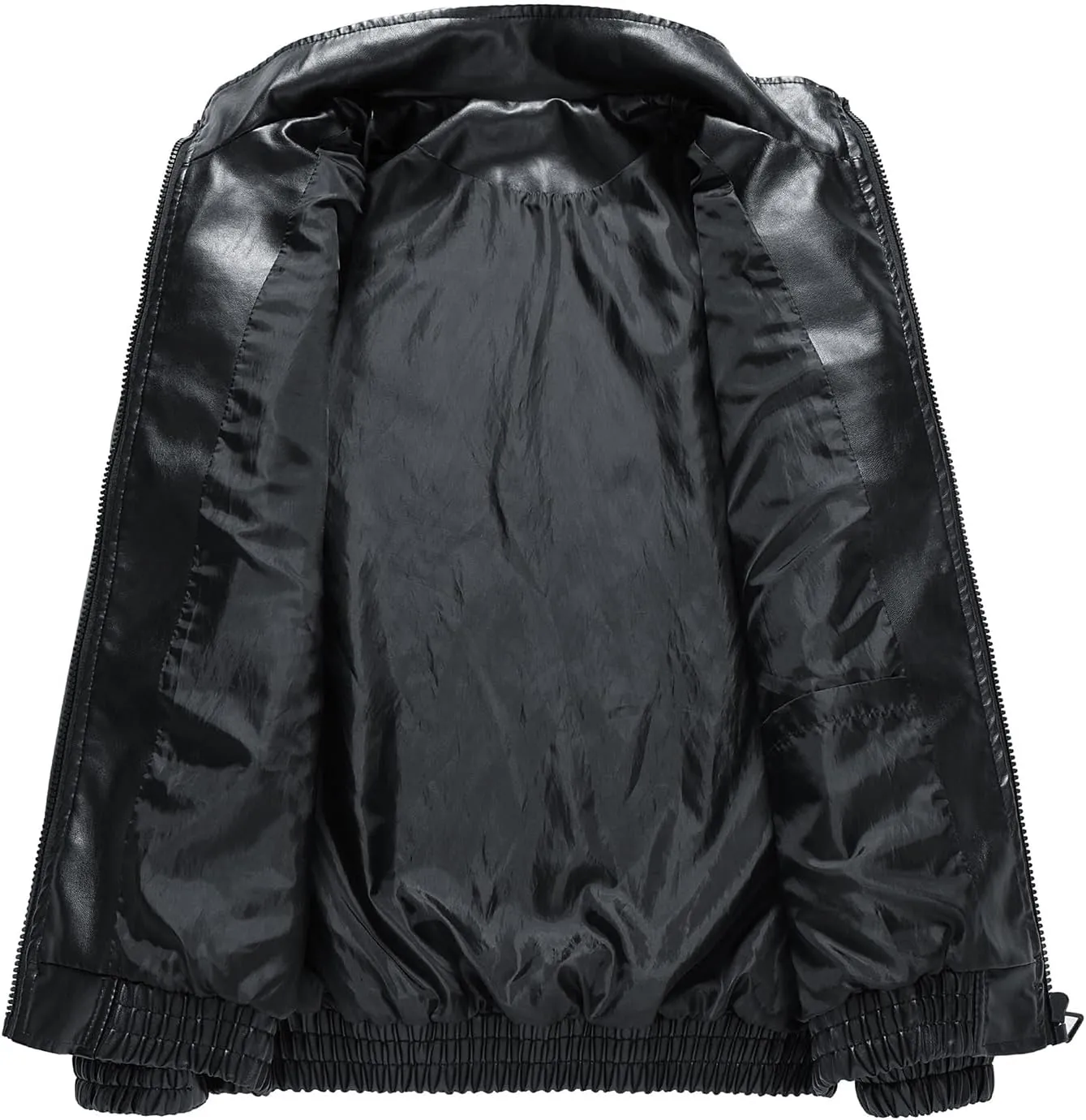 Vintage Style Men'S Baseball Jersey Leather Jacket With Patches, Zipper And Embroidery Men'S Biker Leather Jacket
