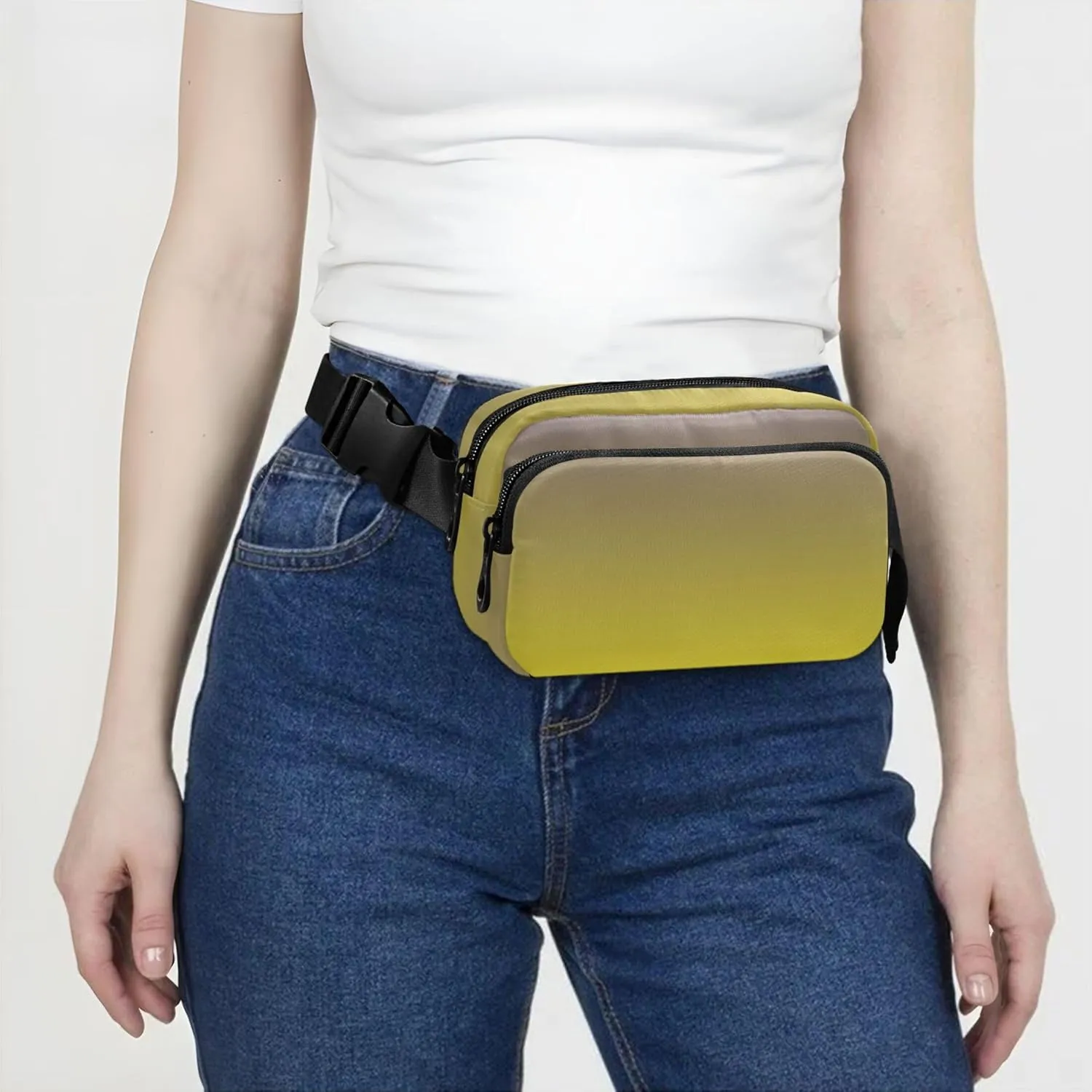 Violet Canary Yellow Gradient Waterproof Fanny Packs for Women Belt Bag Hip Pack Hiking Waist Pack for Women