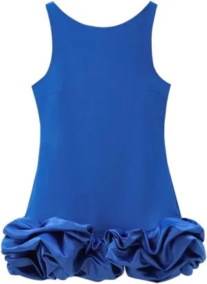 Vsadsau Women's Sleeveless Backless Dress Crewneck Ruffle Layered Slim Party Mini Dresses