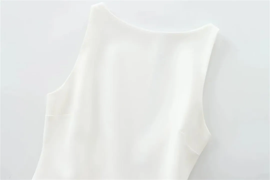 Vsadsau Women's Sleeveless Backless Dress Crewneck Ruffle Layered Slim Party Mini Dresses