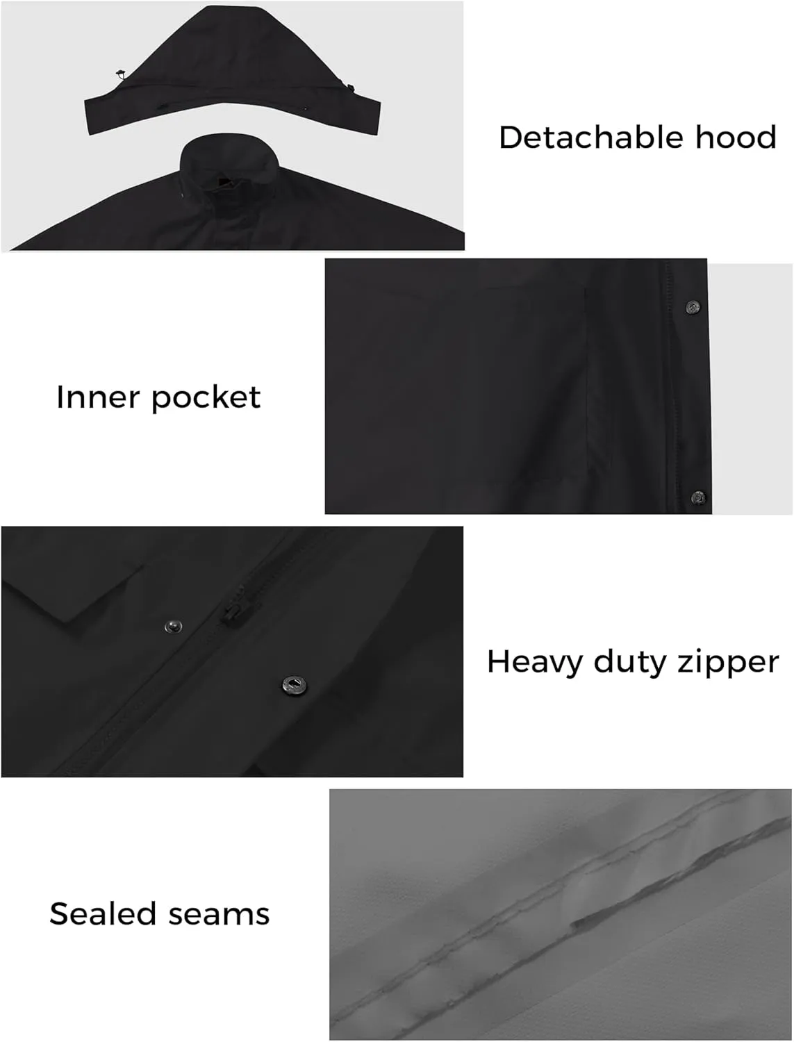 wantdo Long Rain Coat for Women Waterproof Raincoat with Hood Full Length Windbreaker Packable Trench Rain Jacket