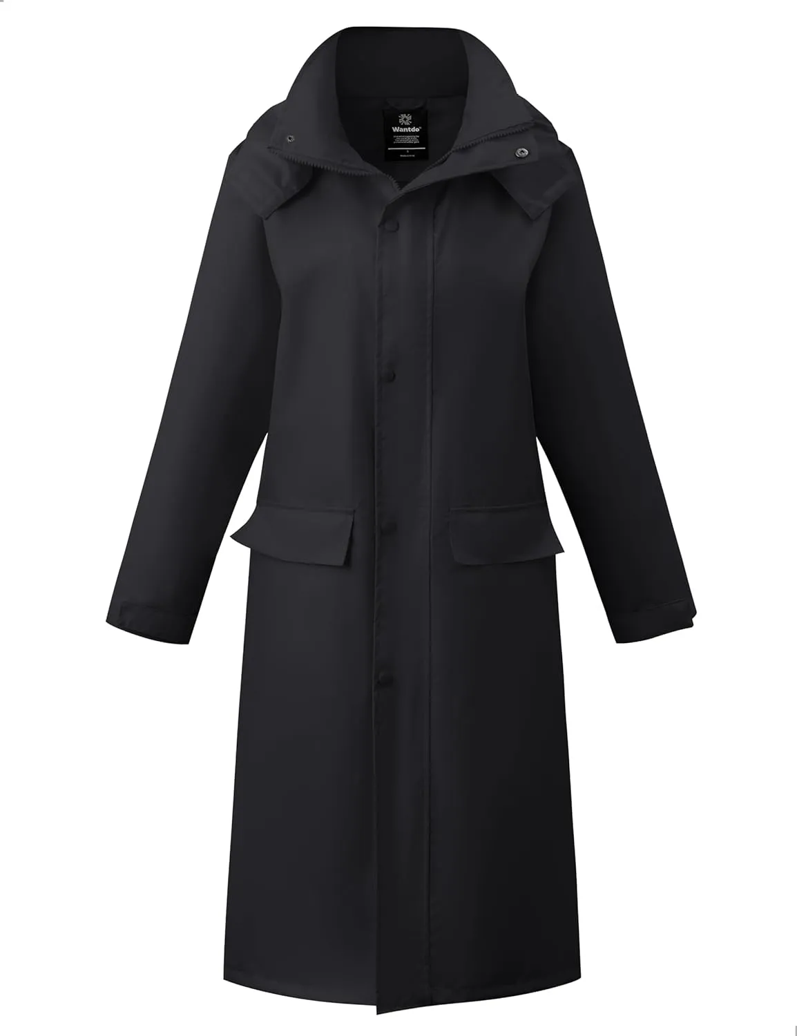 wantdo Long Rain Coat for Women Waterproof Raincoat with Hood Full Length Windbreaker Packable Trench Rain Jacket
