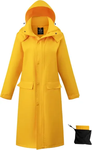 wantdo Long Rain Coat for Women Waterproof Raincoat with Hood Full Length Windbreaker Packable Trench Rain Jacket