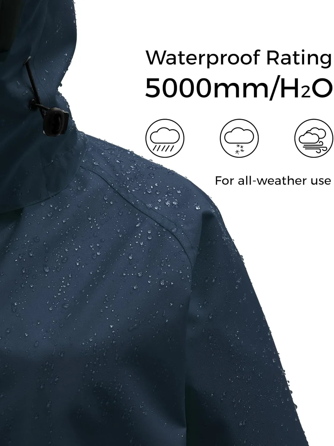 wantdo Long Rain Coat for Women Waterproof Raincoat with Hood Full Length Windbreaker Packable Trench Rain Jacket