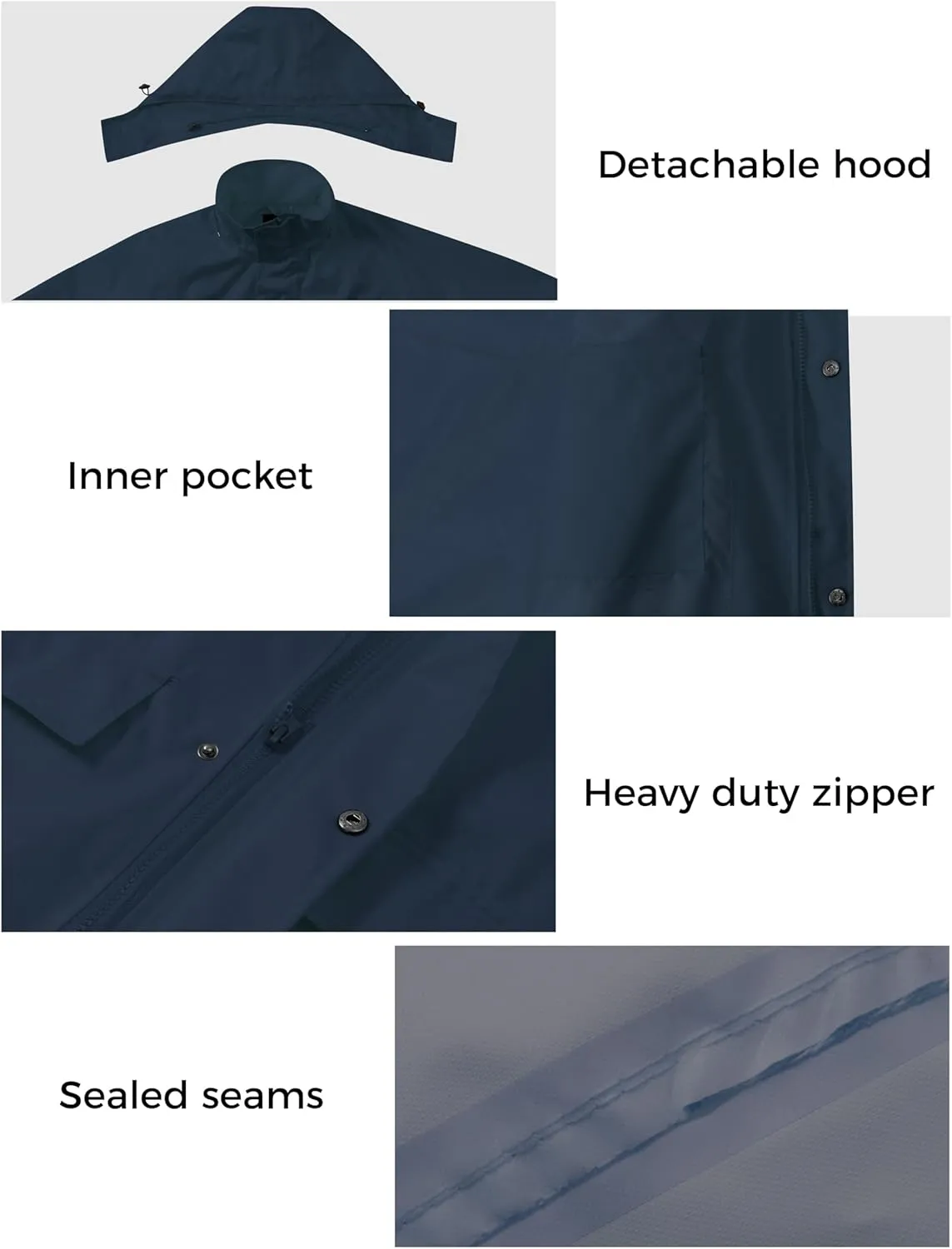 wantdo Long Rain Coat for Women Waterproof Raincoat with Hood Full Length Windbreaker Packable Trench Rain Jacket
